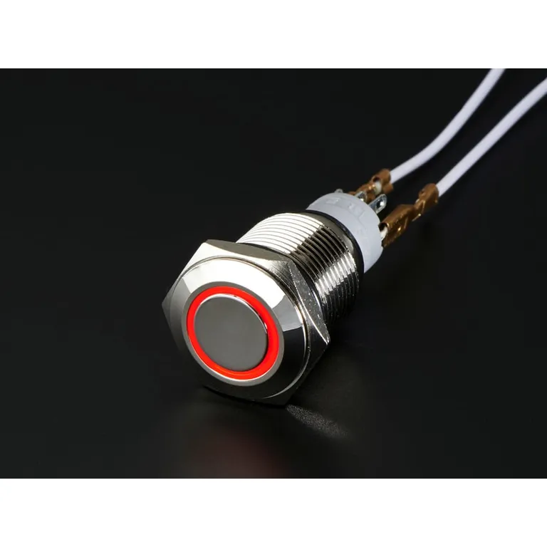 LED 링이 들어온 크롬 메탈 점등버튼 근접 제품 사진