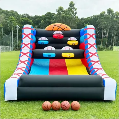 검정 백보드에 점수별 링이 3단으로 달린 에어 농구 게임